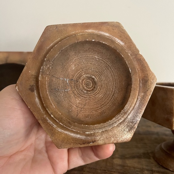 Set of Two Brown Alabaster Decorative Jars - Picture 8 of 14